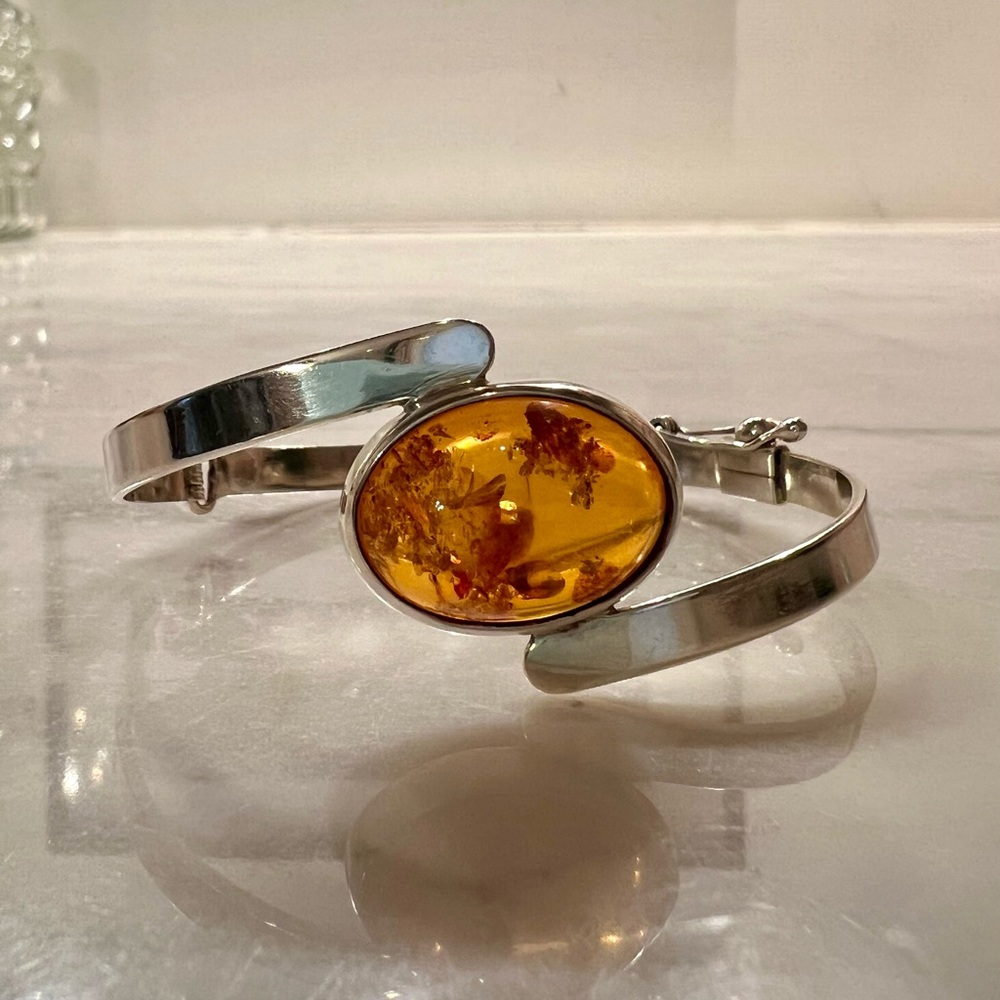 Baltic Amber .925 Sterling Silver Bangle